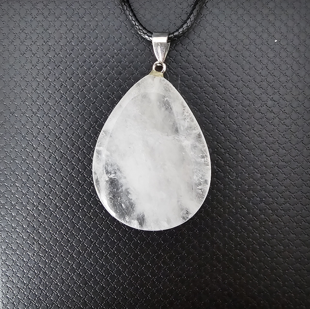 Clear Crystal With Clouds Teardrop Pendant Necklace